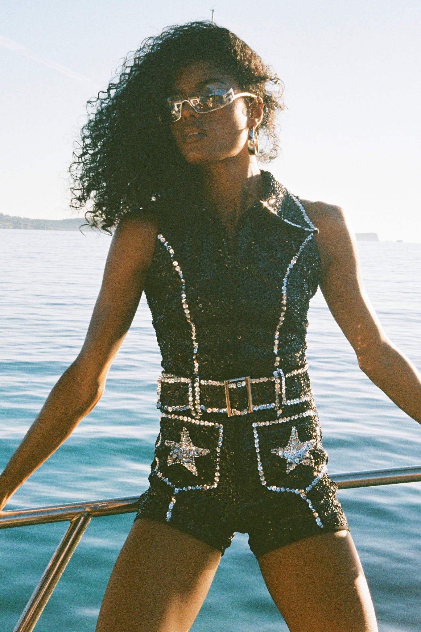 Showtime Playsuit in Black Sequin - Image 6
